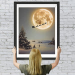 Weihnachtsmann und Elch auf dem Weg zum Mond Diamond Painting