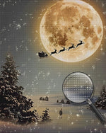 Weihnachtsmann und Elch auf dem Weg zum Mond Diamond Painting