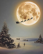 Weihnachtsmann und Elch auf dem Weg zum Mond Diamond Painting