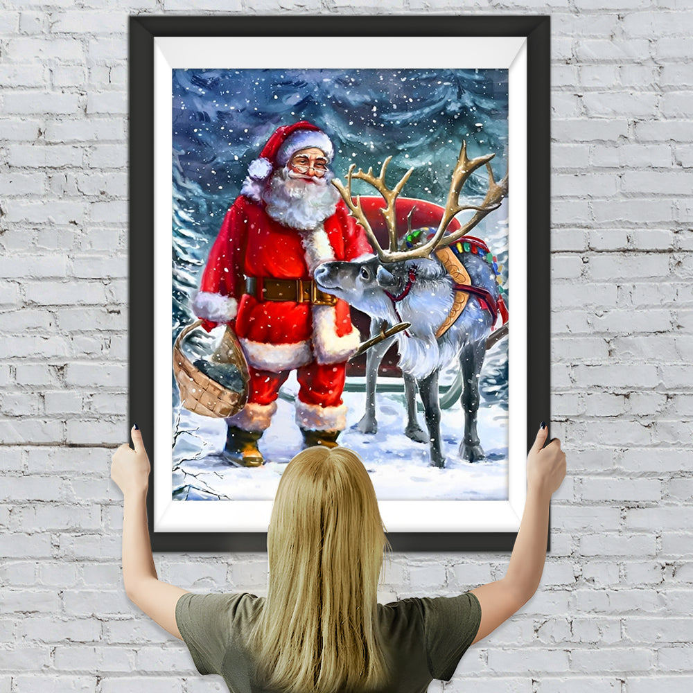 Weihnachtsmann und Elch Diamond Painting