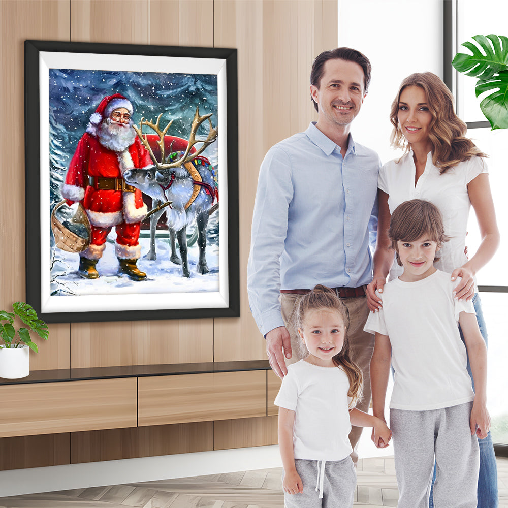 Weihnachtsmann und Elch Diamond Painting