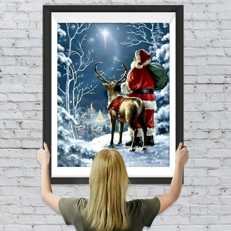 Weihnachtsmann und Elch Diamond Painting