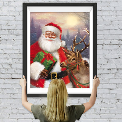 Weihnachtsmann und Elch Diamond Painting