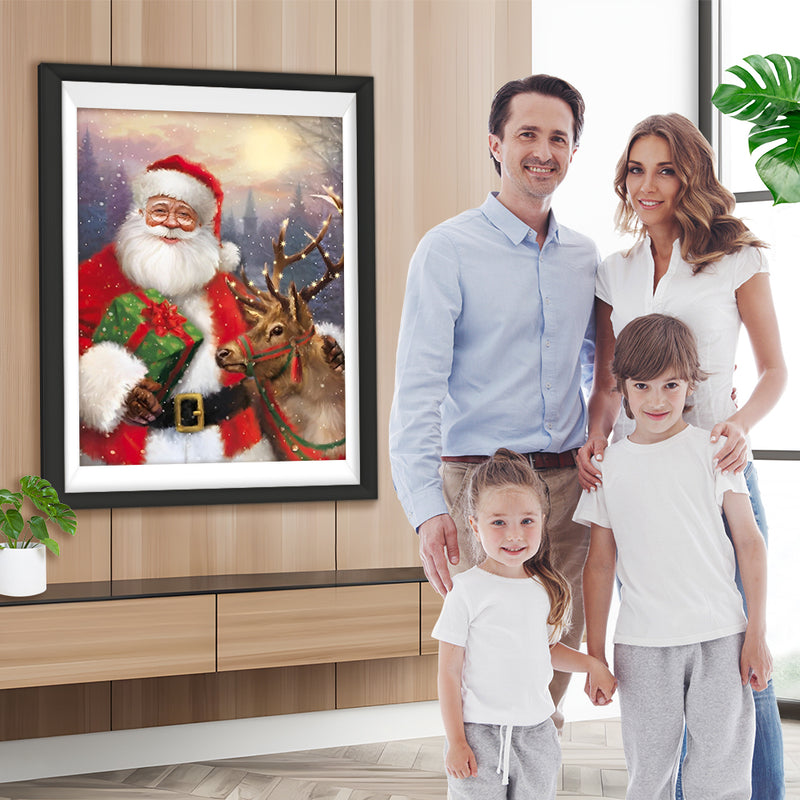 Weihnachtsmann und Elch Diamond Painting