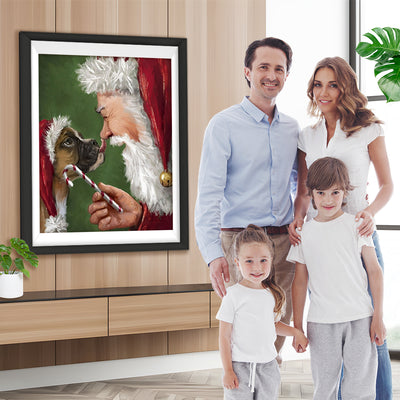 Weihnachtsmann und Hund Diamond Painting