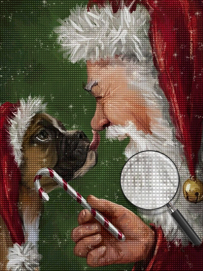 Weihnachtsmann und Hund Diamond Painting