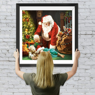 Weihnachtsmann und Kind Diamond Painting