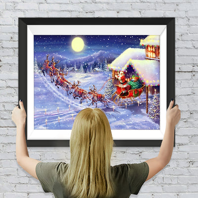 Weihnachtsmann und Ren Diamond Painting