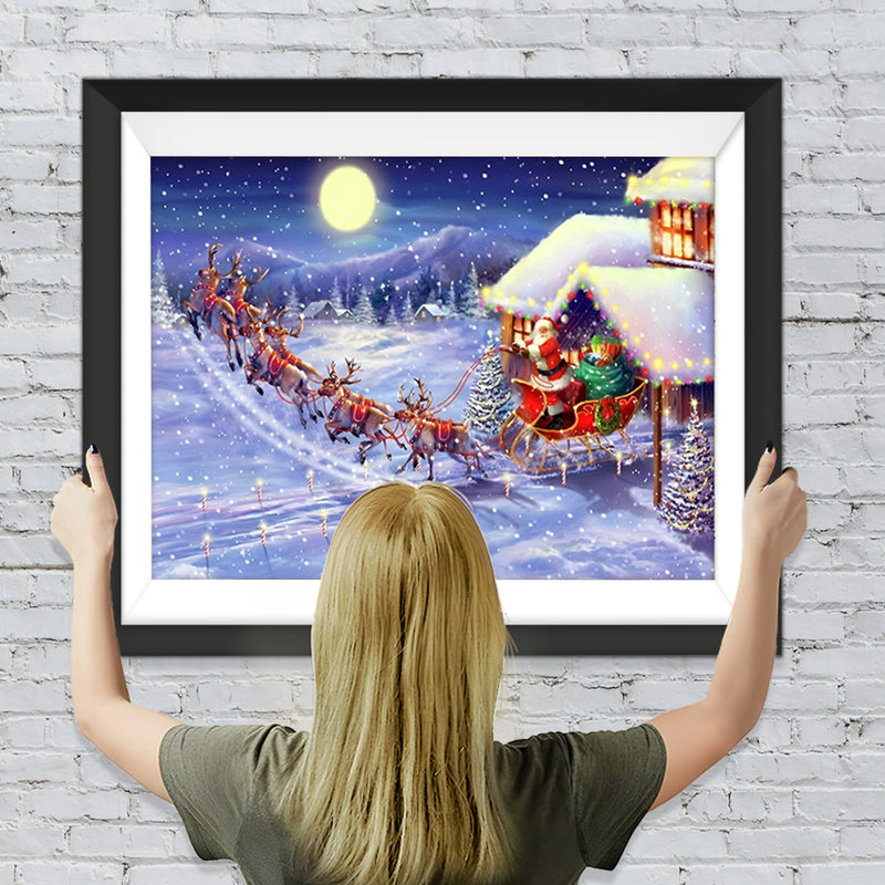 Weihnachtsmann und Ren Diamond Painting