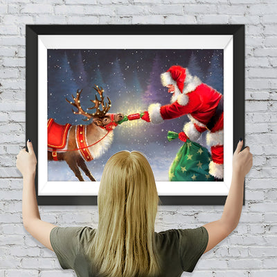 Weihnachtsmann und Rentier Diamond Painting