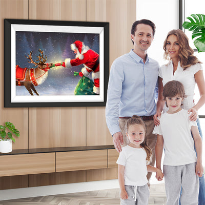 Weihnachtsmann und Rentier Diamond Painting