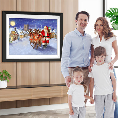 Weihnachtsmann und Rentier mit Geschenken Diamond Painting