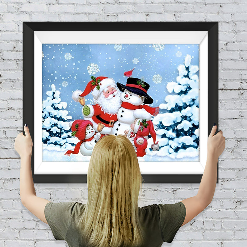 Weihnachtsmann und Schneemann Diamond Painting