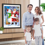 Weihnachtsmann und Schneemann mit Besen Diamond Painting