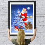 Weihnachtsmann und Weihnachtsbaum im Schnee Diamond Painting