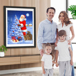 Weihnachtsmann und Weihnachtsbaum im Schnee Diamond Painting