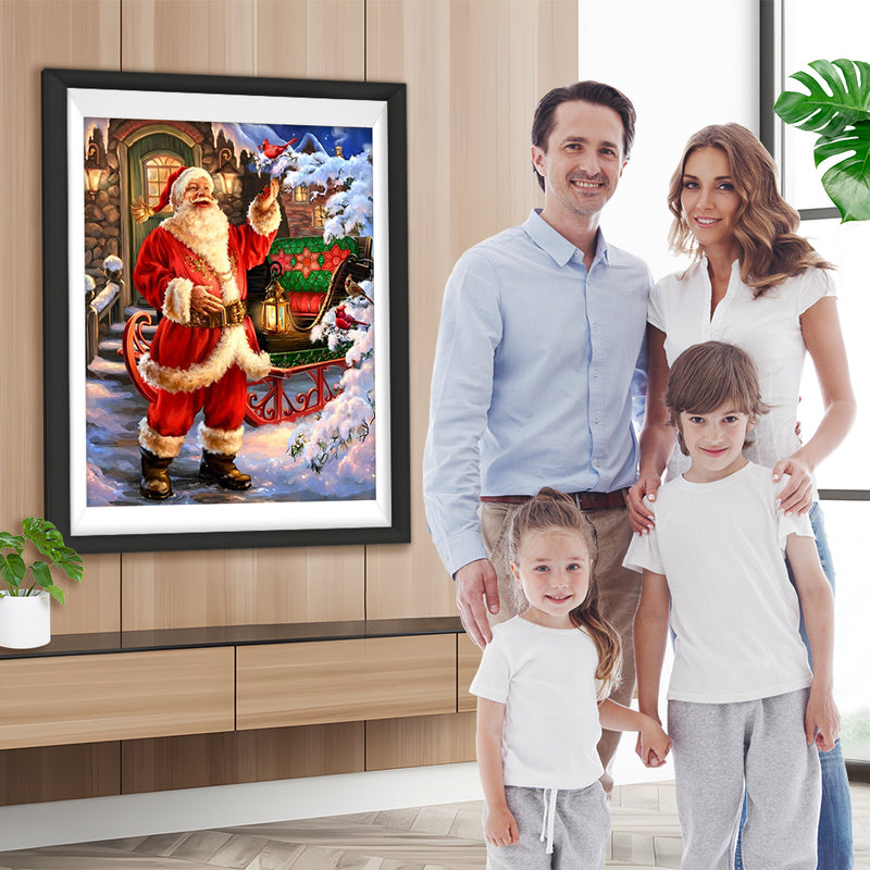 Weihnachtsmann vor dem Haus Diamond Painting