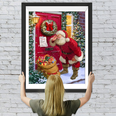 Weihnachtsmann vor der Tür Diamond Painting