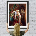 Weihnachtsmann vor der Uhr Diamond Painting