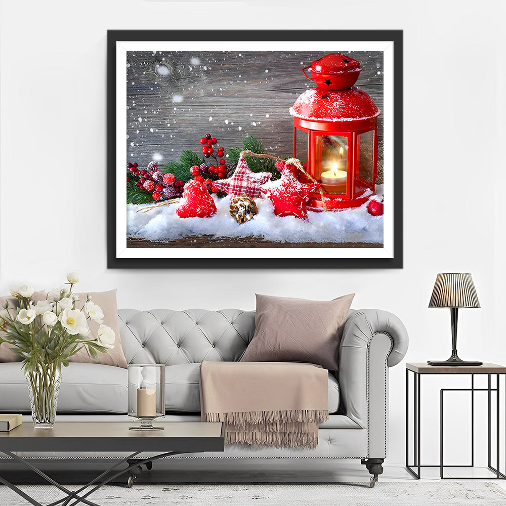 Weihnachtsschmuck im Schnee Diamond Painting