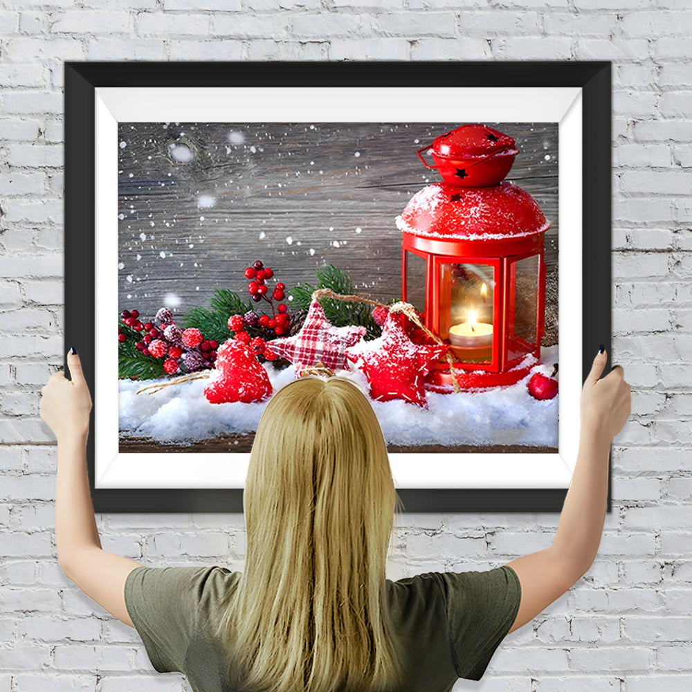 Weihnachtsschmuck im Schnee Diamond Painting