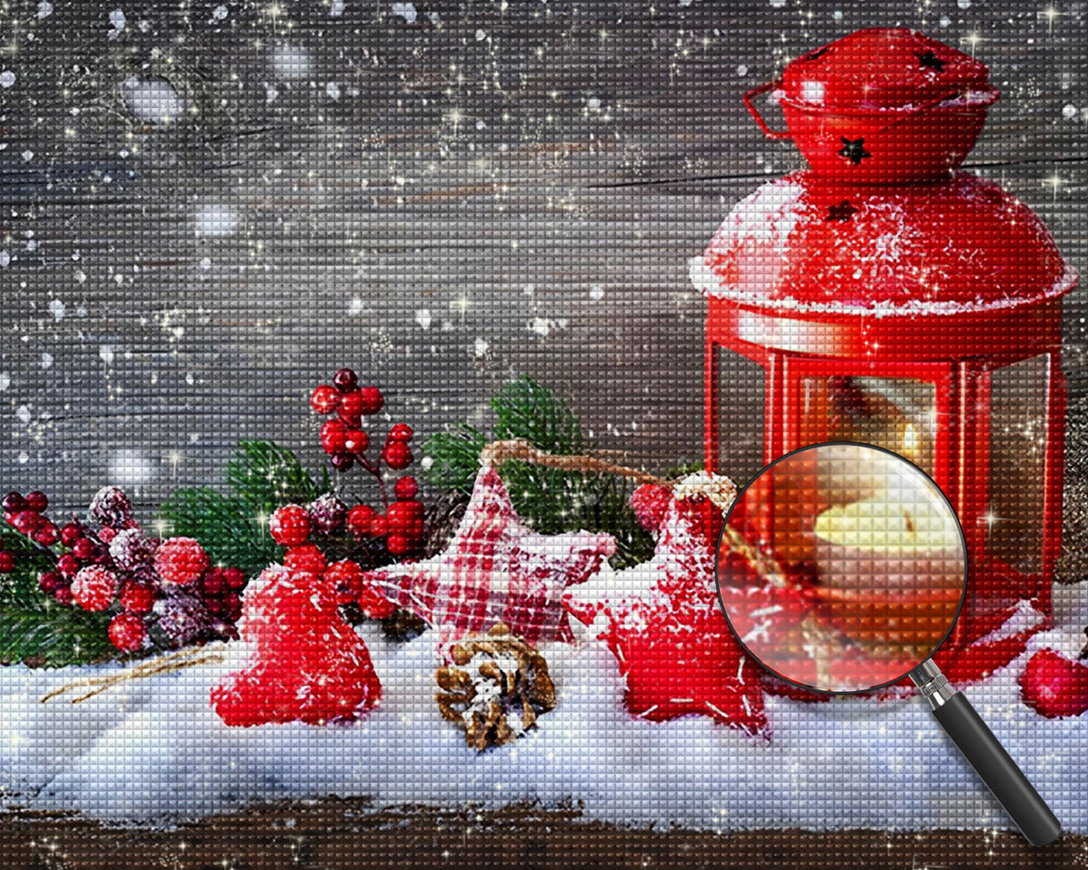 Weihnachtsschmuck im Schnee Diamond Painting