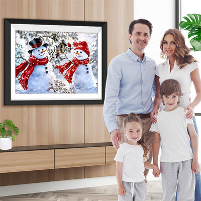 Weihnachtsschneemänner mit Schals Diamond Painting