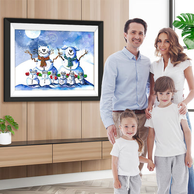 Weihnachtsschneemänner mit Schals Diamond Painting