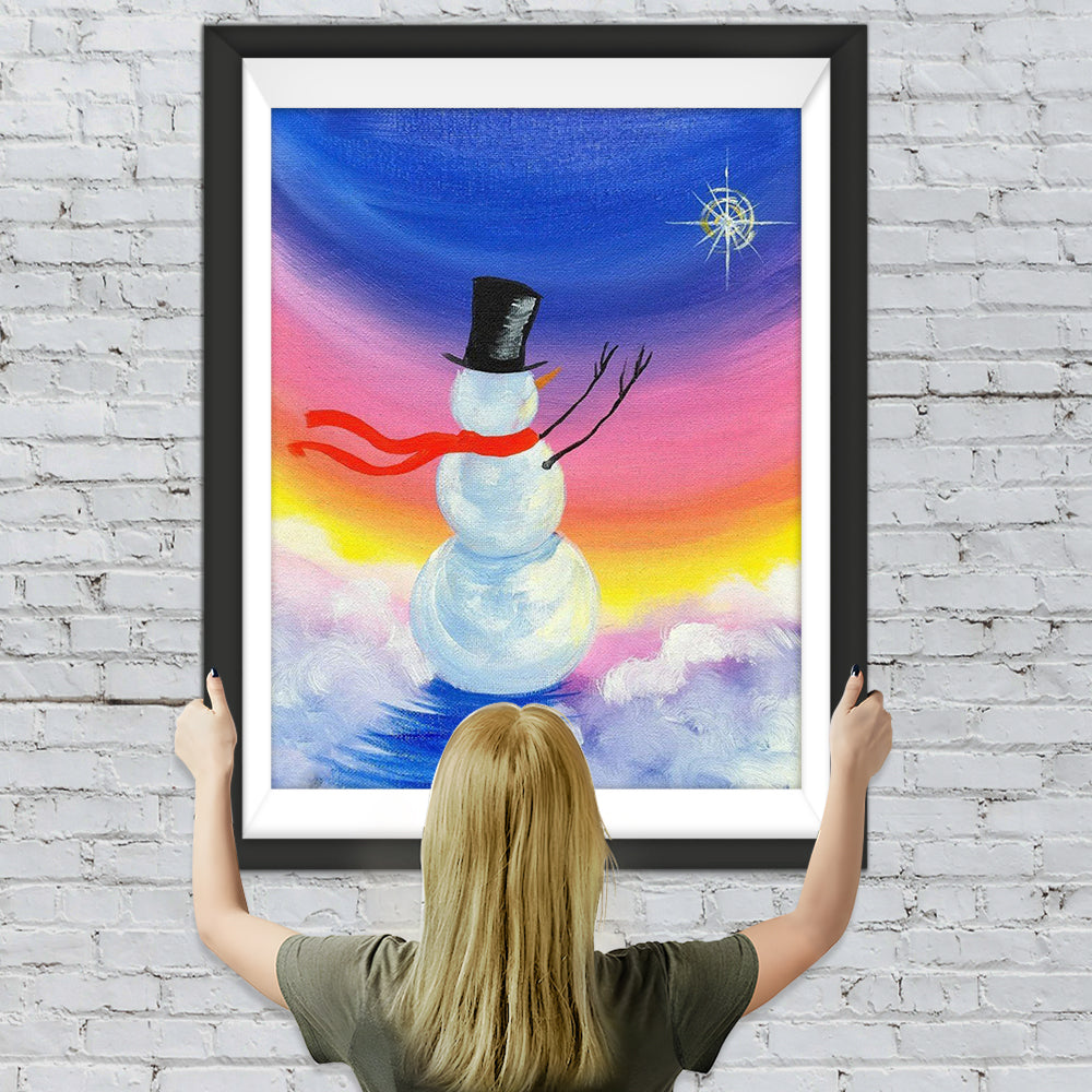 Weihnachtsschneemann im Polarlicht Diamond Painting