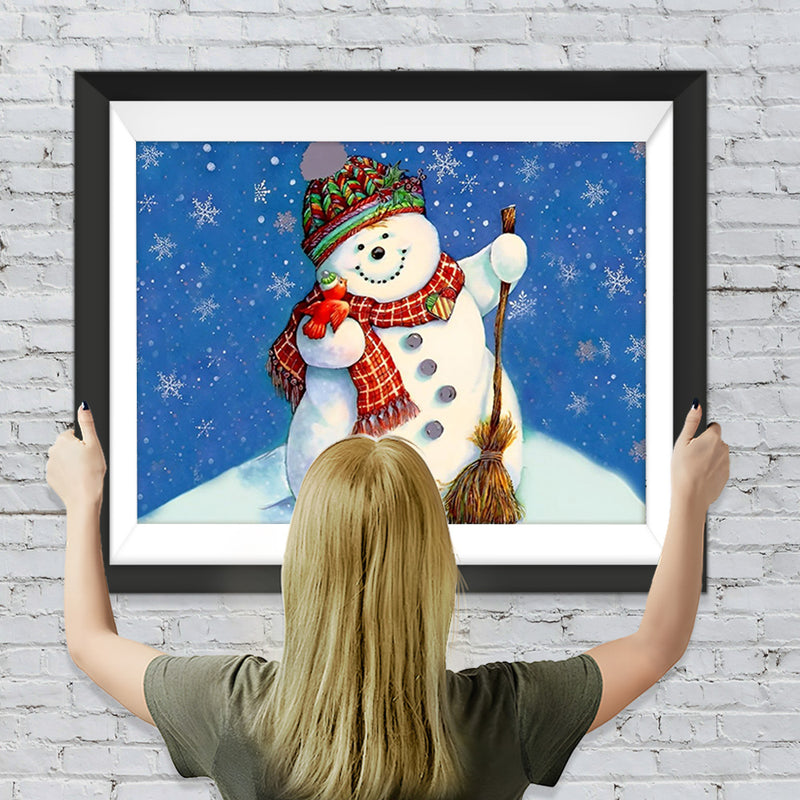 Weihnachtsschneemann mit Besen Diamond Painting