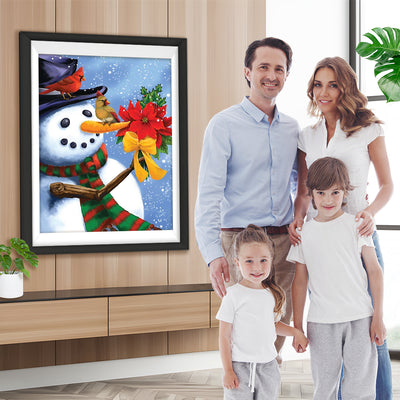 Weihnachtsschneemann mit Blumen Diamond Painting