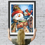 Weihnachtsschneemann und Vogel Diamond Painting