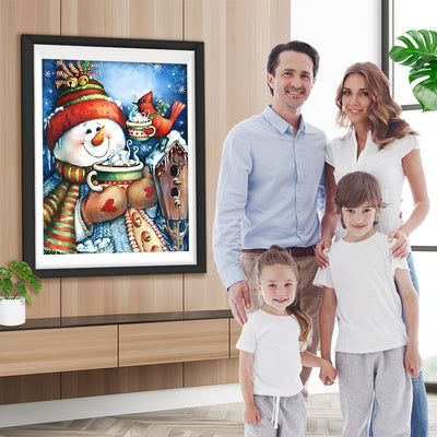 Weihnachtsschneemann und Vogel Diamond Painting