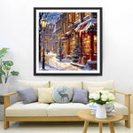 Weihnachtsstadt Straßen im Schnee Diamond Painting
