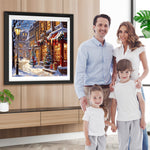 Weihnachtsstadt Straßen im Schnee Diamond Painting