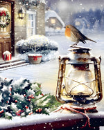 Weihnachtsvogel und Kerosinlampe Diamond Painting