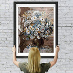 Weiße Chrysantheme in schwarzer Vase Diamond Painting