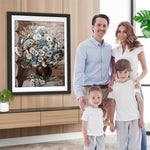 Weiße Chrysantheme in schwarzer Vase Diamond Painting