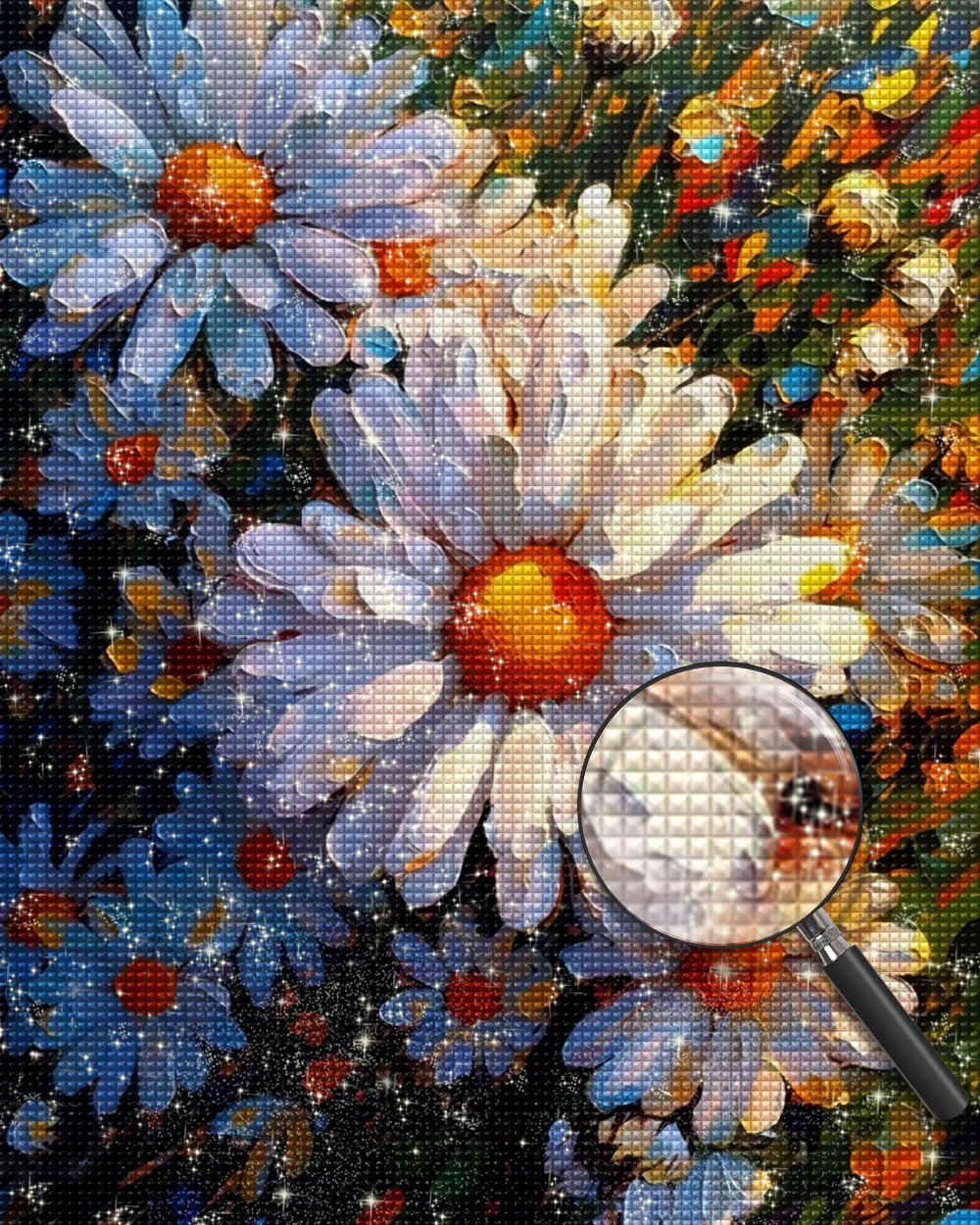 Weiße Chrysanthemen im Sonnenschein Diamond Painting
