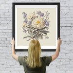 Weiße Chrysanthemen und lila Blumen Diamond Painting