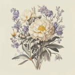 Weiße Chrysanthemen und lila Blumen Diamond Painting