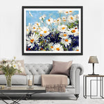 Weiße Gänseblümchen unter blauem Himmel Diamond Painting