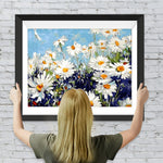 Weiße Gänseblümchen unter blauem Himmel Diamond Painting