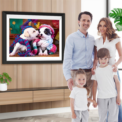 Weiße Hunde mit Schals Diamond Painting