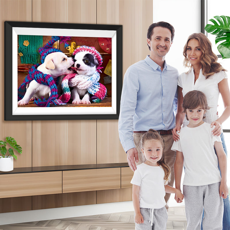 Weiße Hunde mit Schals Diamond Painting