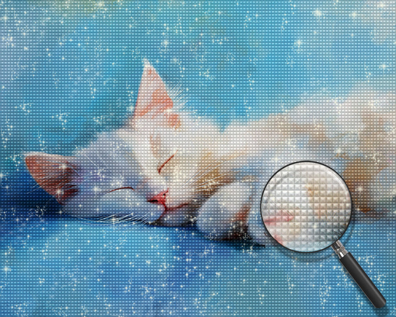 Weiße Katze schlafend Diamond Painting