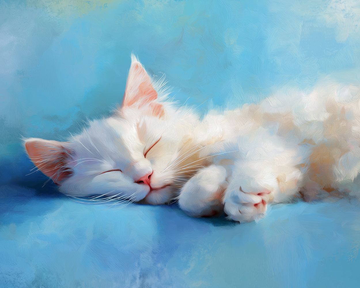 Weiße Katze schlafend Diamond Painting