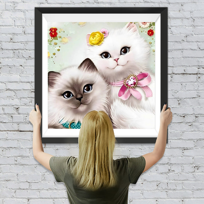 Weiße Katze und graue Katze Diamond Painting