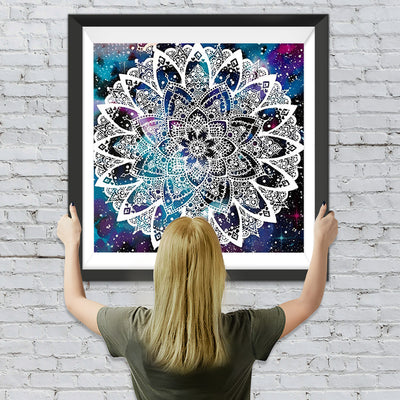 Weiße Lotus Mandala Diamond Painting