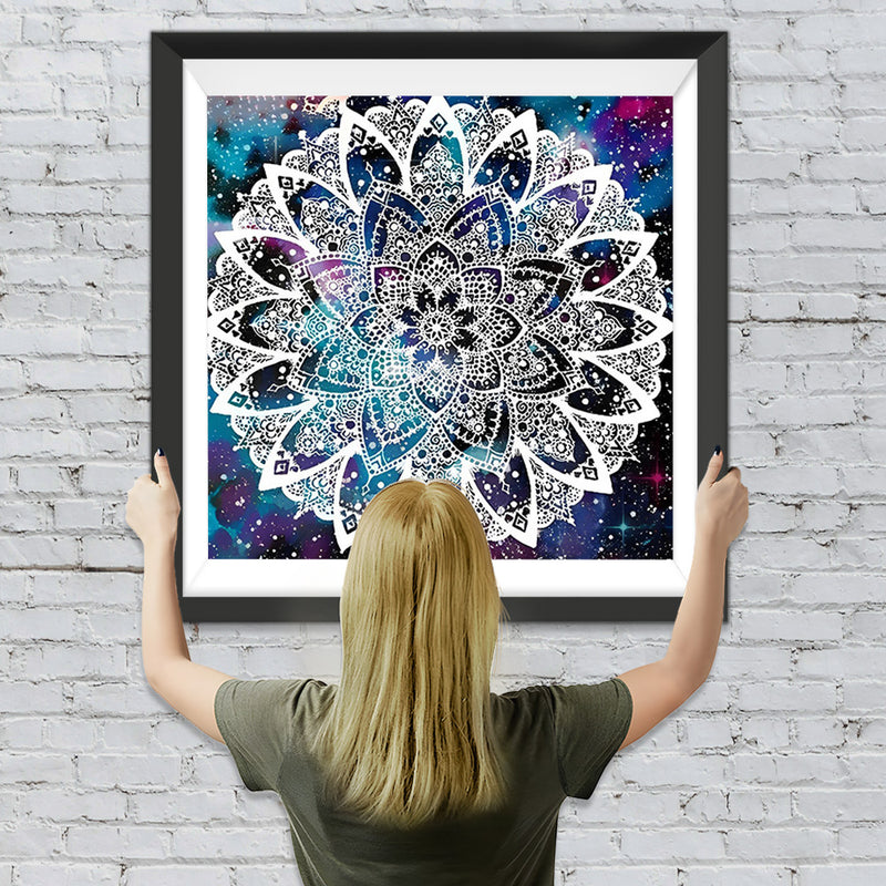 Weiße Lotus Mandala Diamond Painting